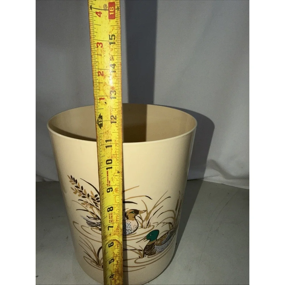 Hygiene Industries Wastebasket Unisex OS Tan Excellent Vintage Mallard Duck USA